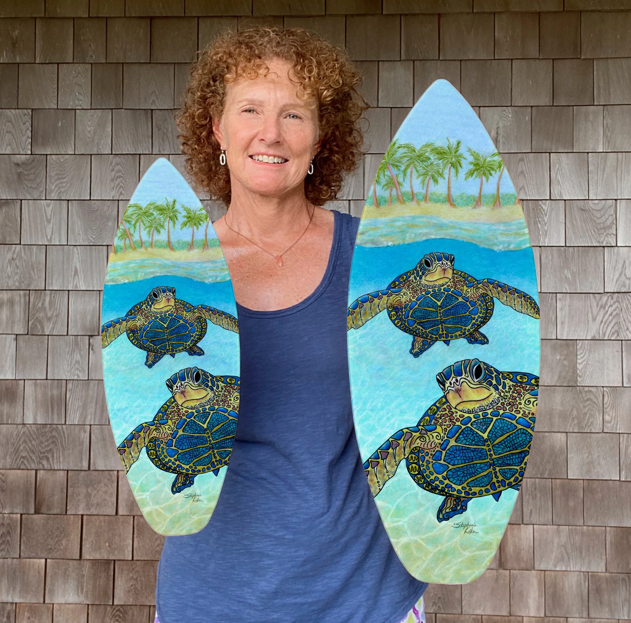 2 Turtle Paradise Surfboard Wall Art