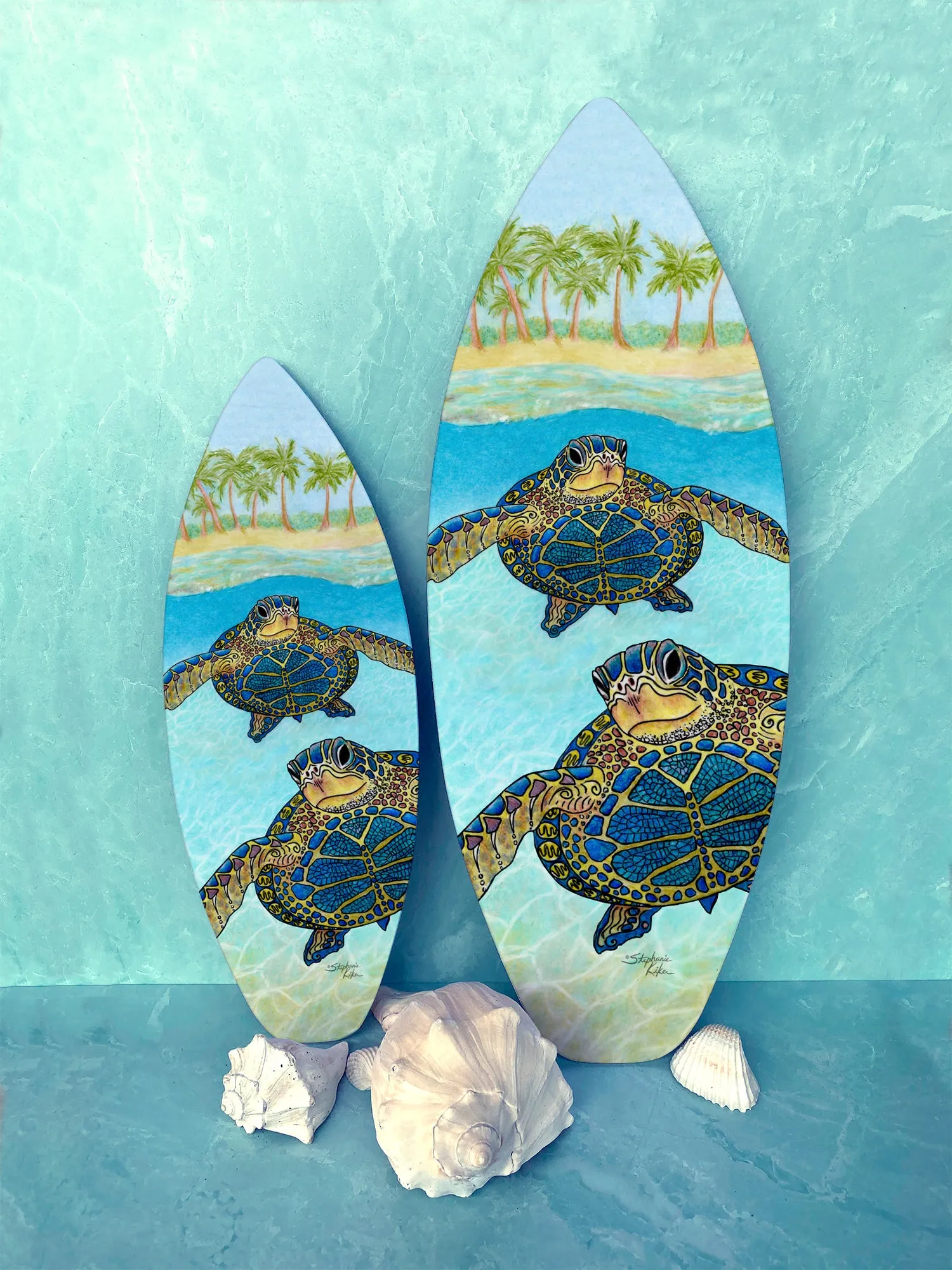 2 Turtle Paradise Surfboard Wall Art