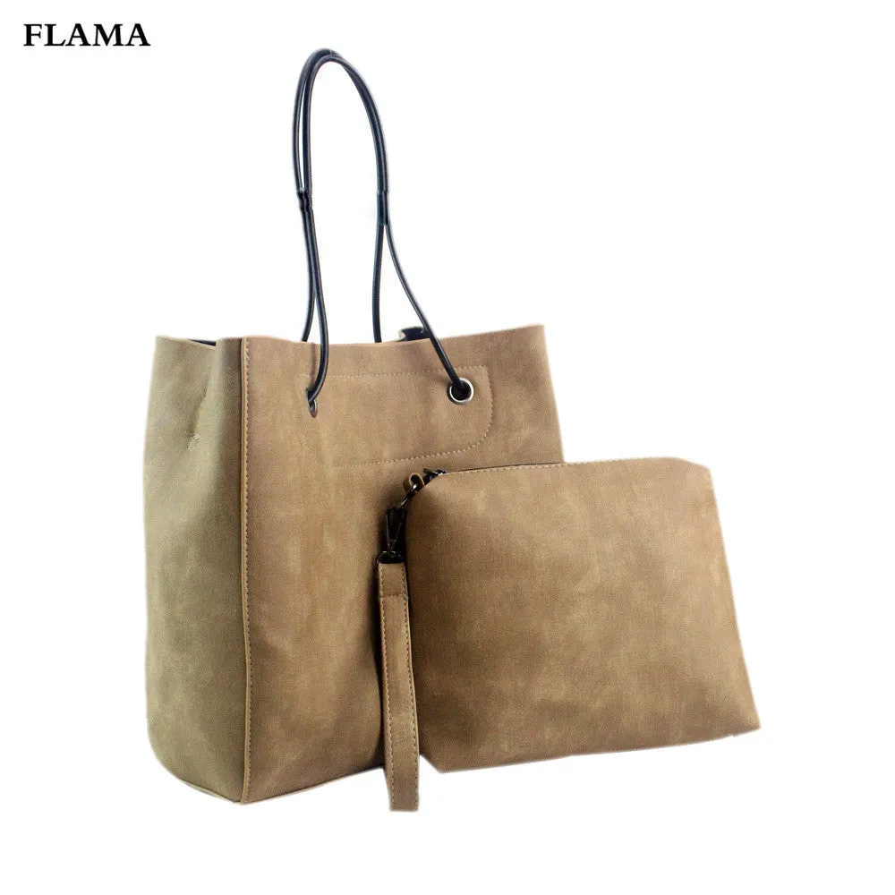 2pcs Women messenger bags Vintage Scrub Leather Bag Crossbody Shoulder Bags+Clutch Bag luxury hbags designer Tote