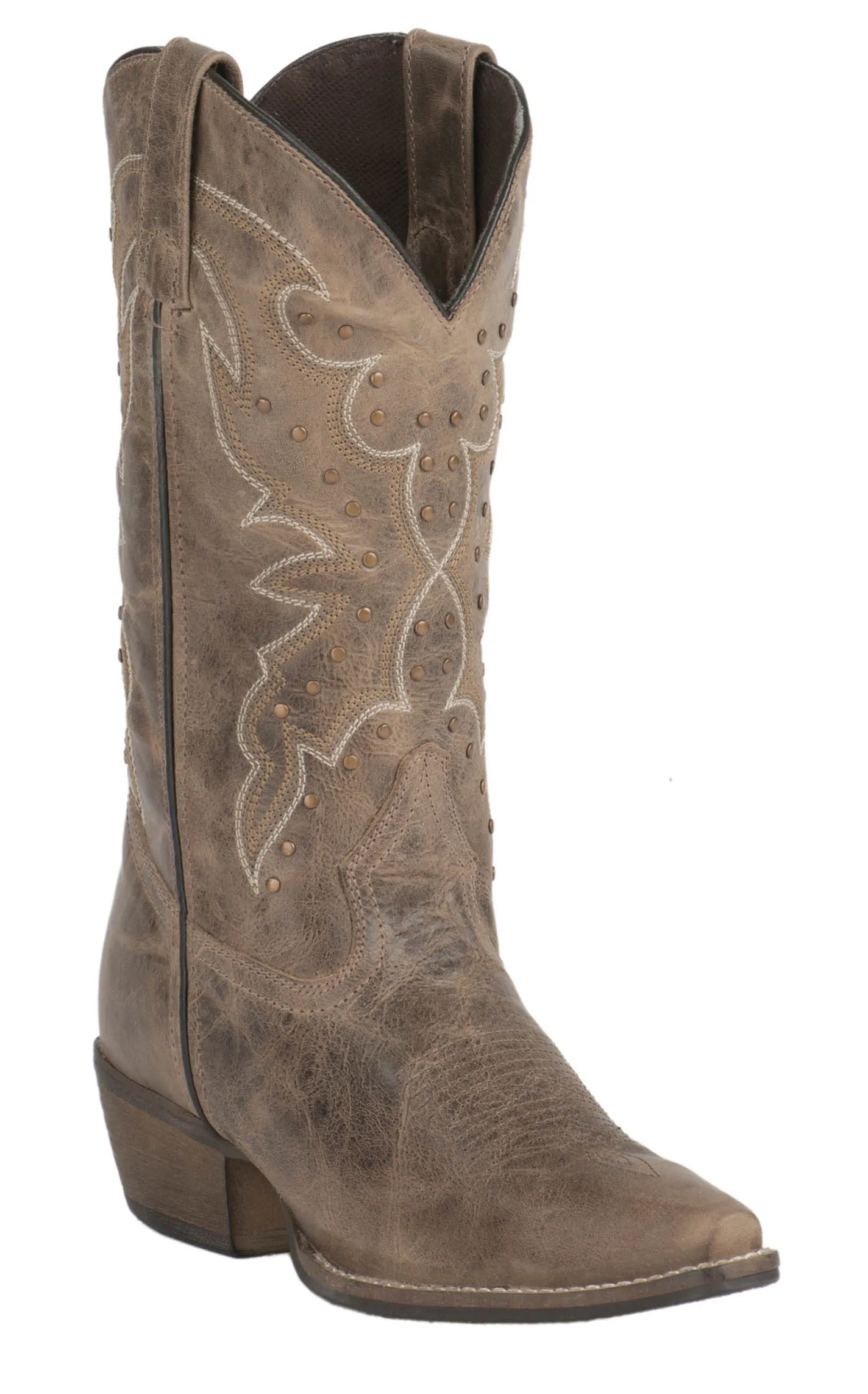 Abilene Women's Earth Brown with Stud Embellishment Snip Toe Cowboy Boots