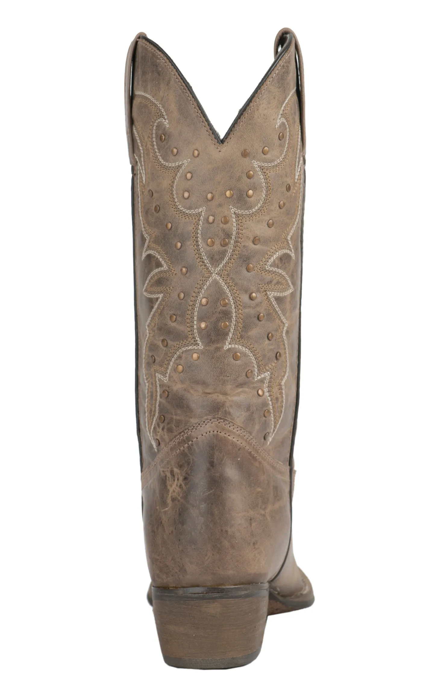 Abilene Women's Earth Brown with Stud Embellishment Snip Toe Cowboy Boots