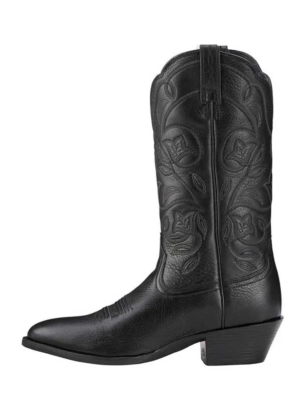 Ariat 10001037 Womens Heritage Western R Toe Boot Black Deertan