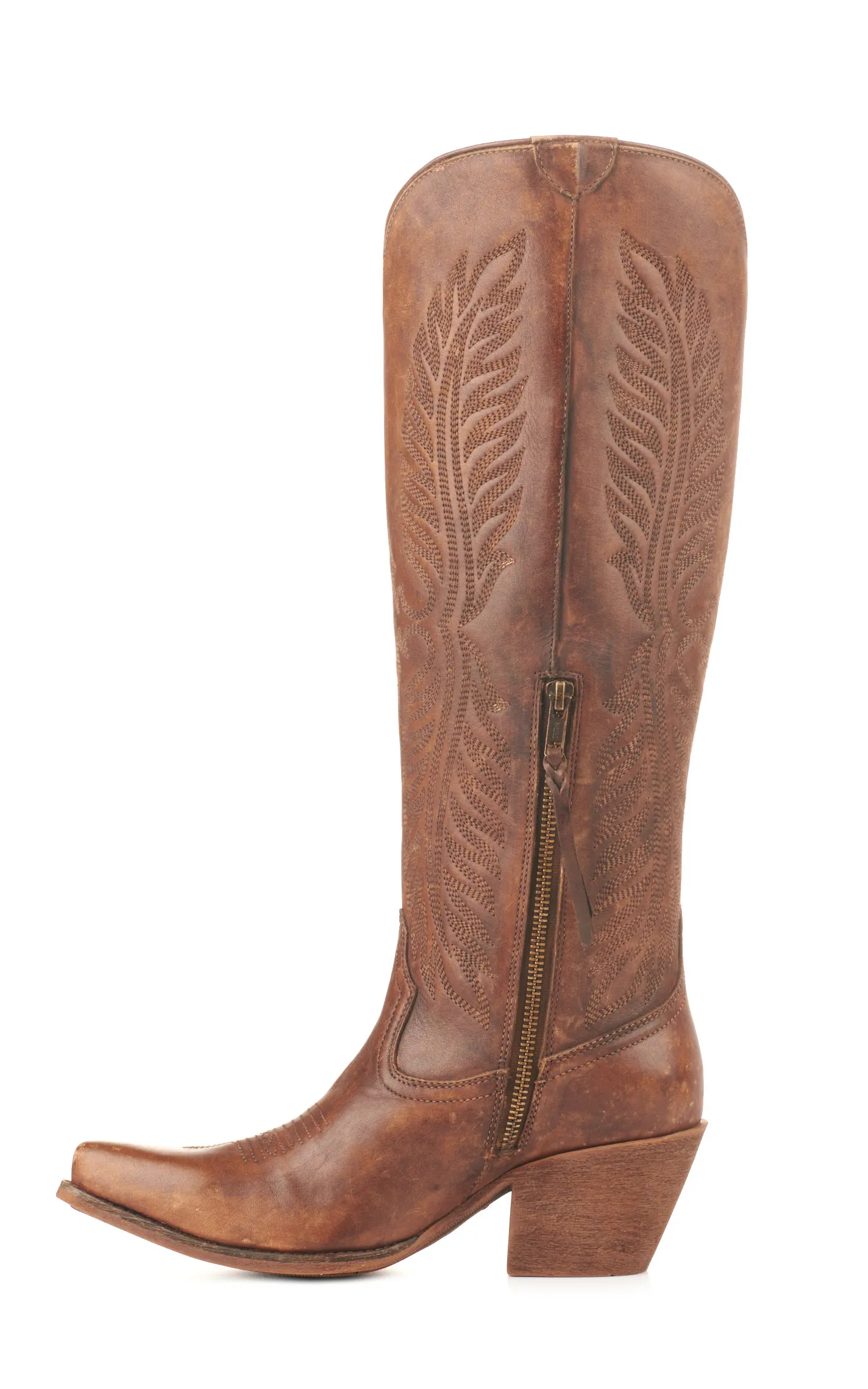 Ariat Women's Guinevere Naturally Distressed Brown Snip Toe 17" Tall Cowboy Boots