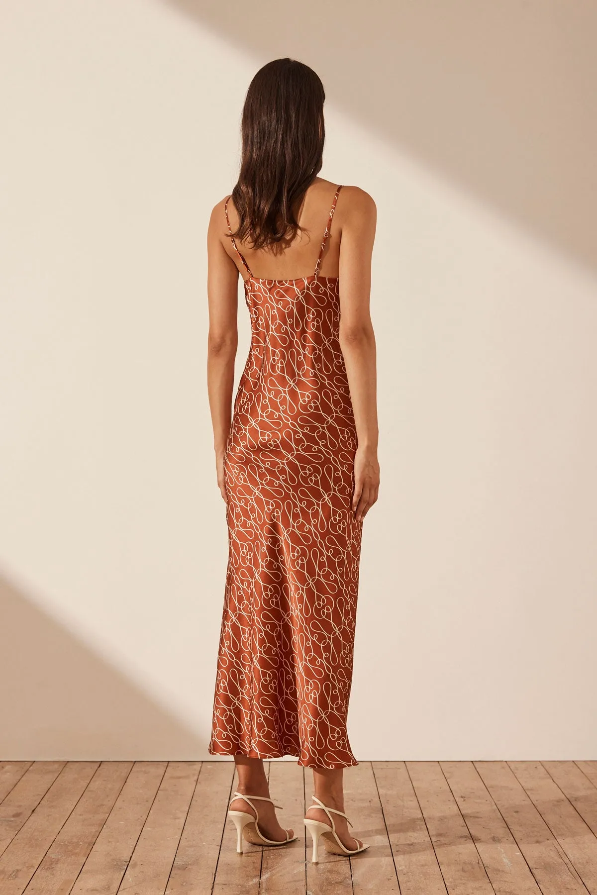 Artisti Silk Plunged Slip Midi Dress