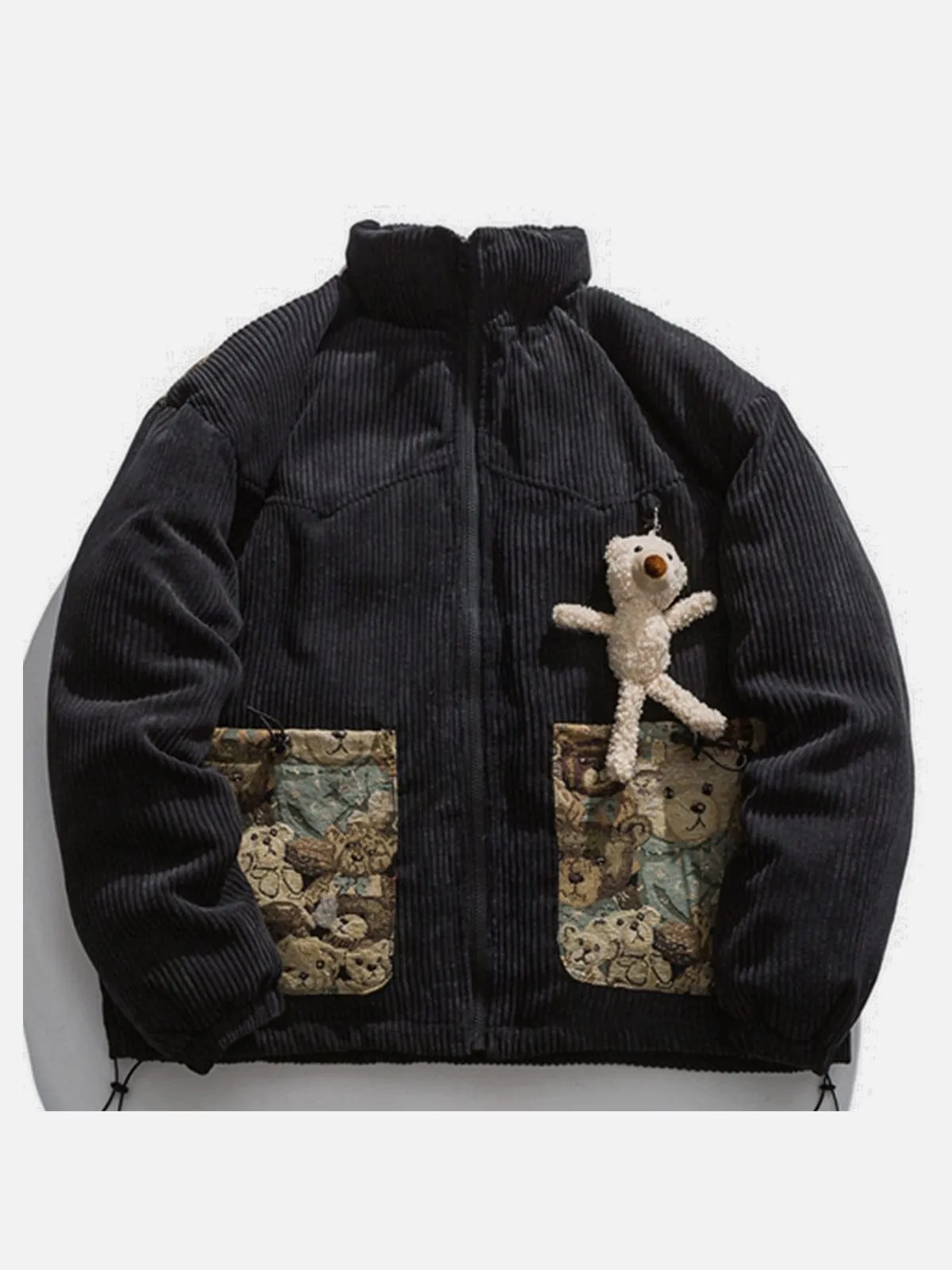 Bear Patchwork Corduroy Winter Coat