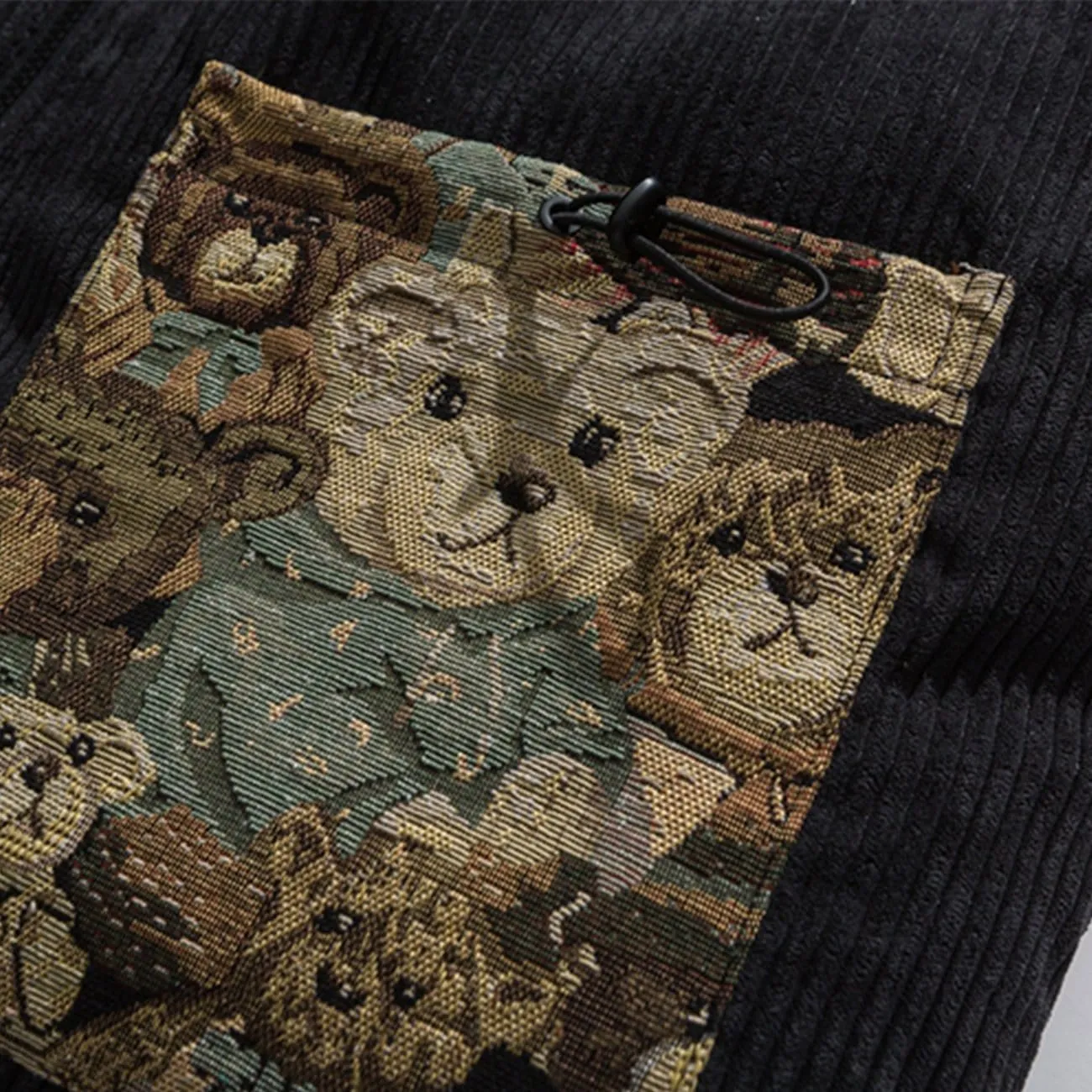 Bear Patchwork Corduroy Winter Coat