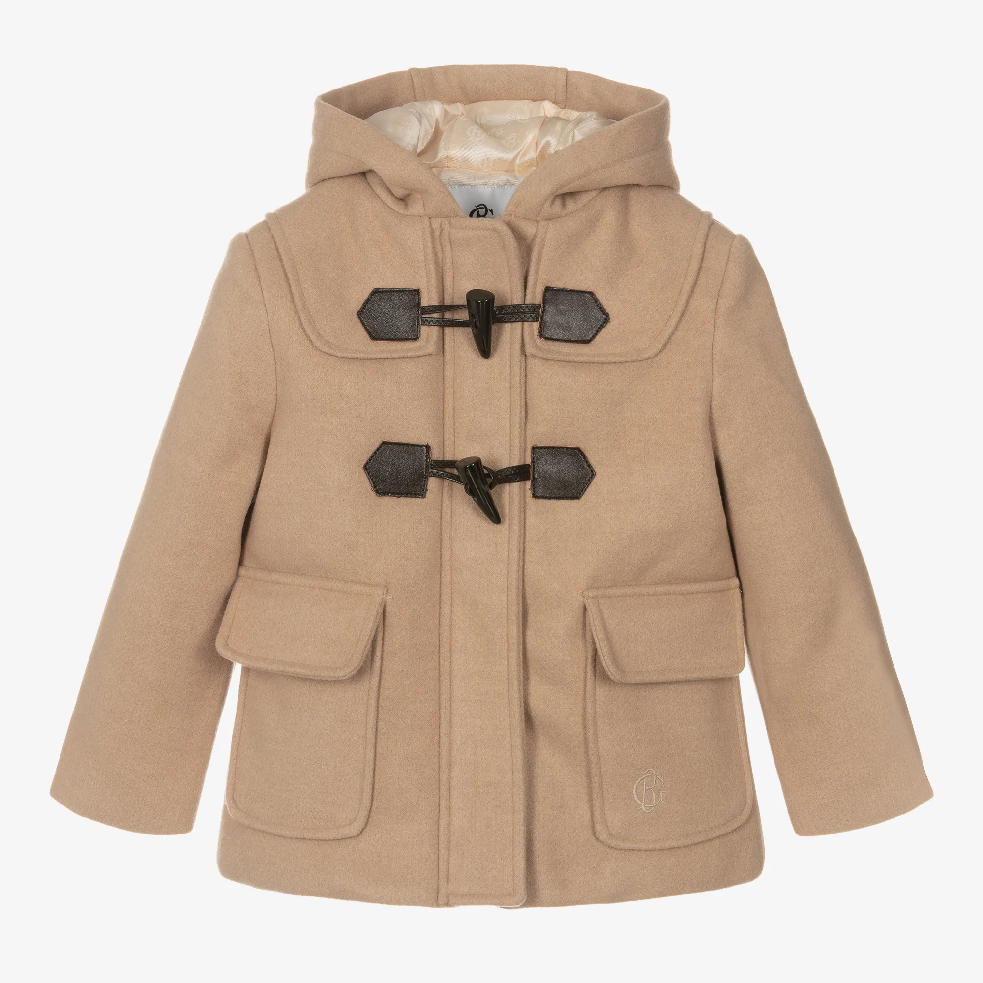 Beige Wool-Blend Duffle Coat