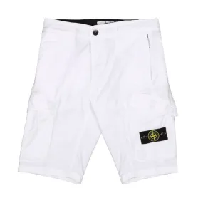 BERMUDA CARGO IN COTONE STRETCH PATCH LOGO Kids Bianco