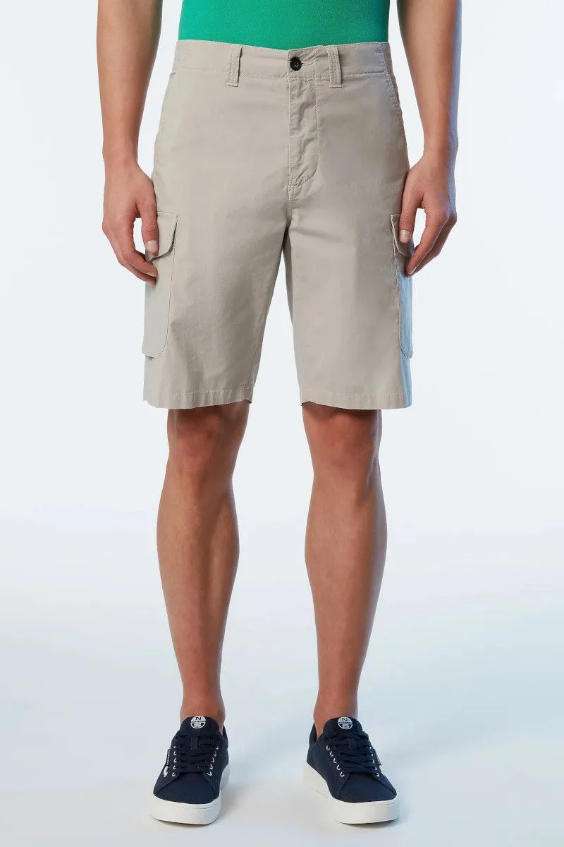 Bermuda cargo in popeline uomo Beige