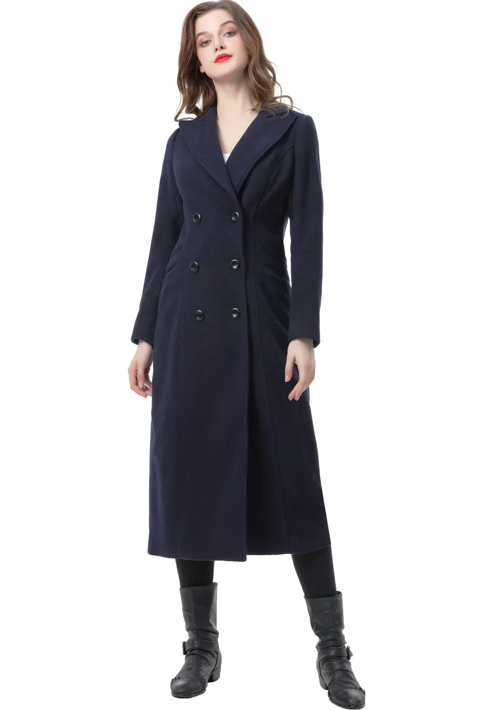 BGSD Women Vivian Double Breasted Wool Long Coat