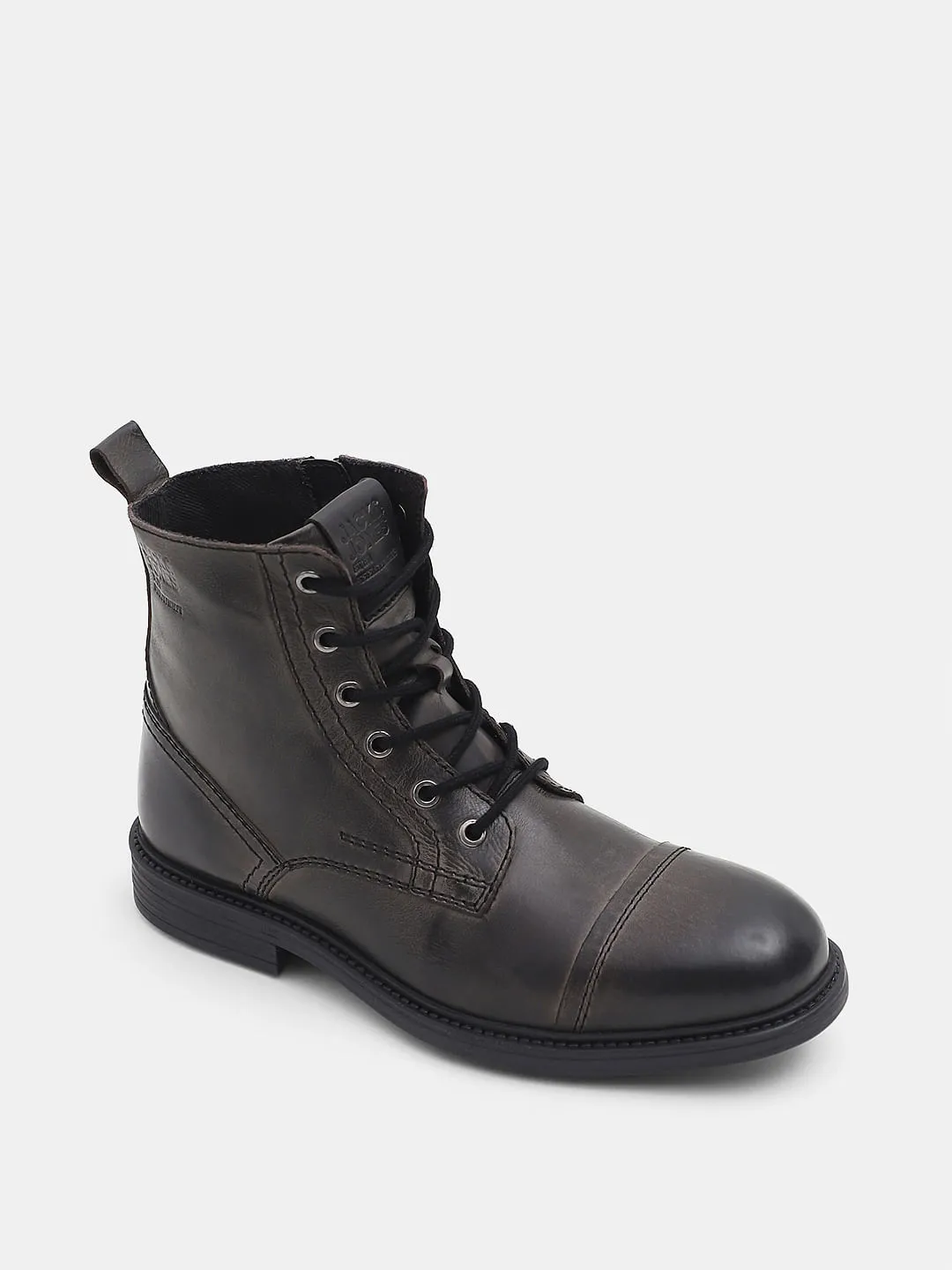 Black Mid-Top Leather Boots