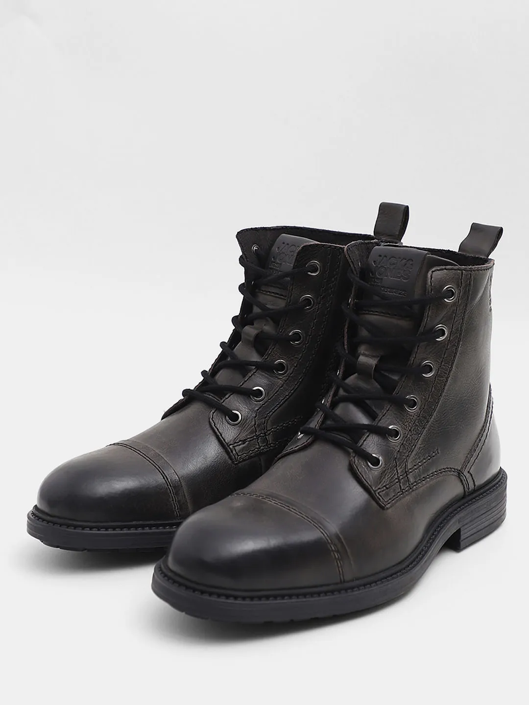 Black Mid-Top Leather Boots