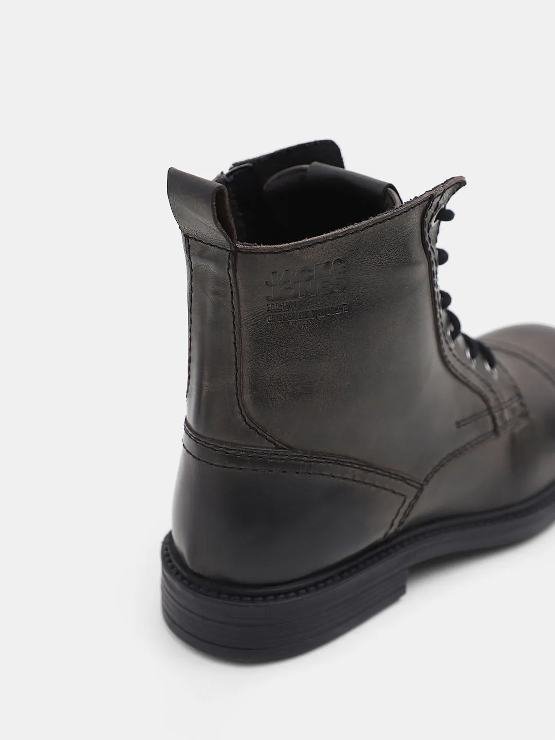 Black Mid-Top Leather Boots