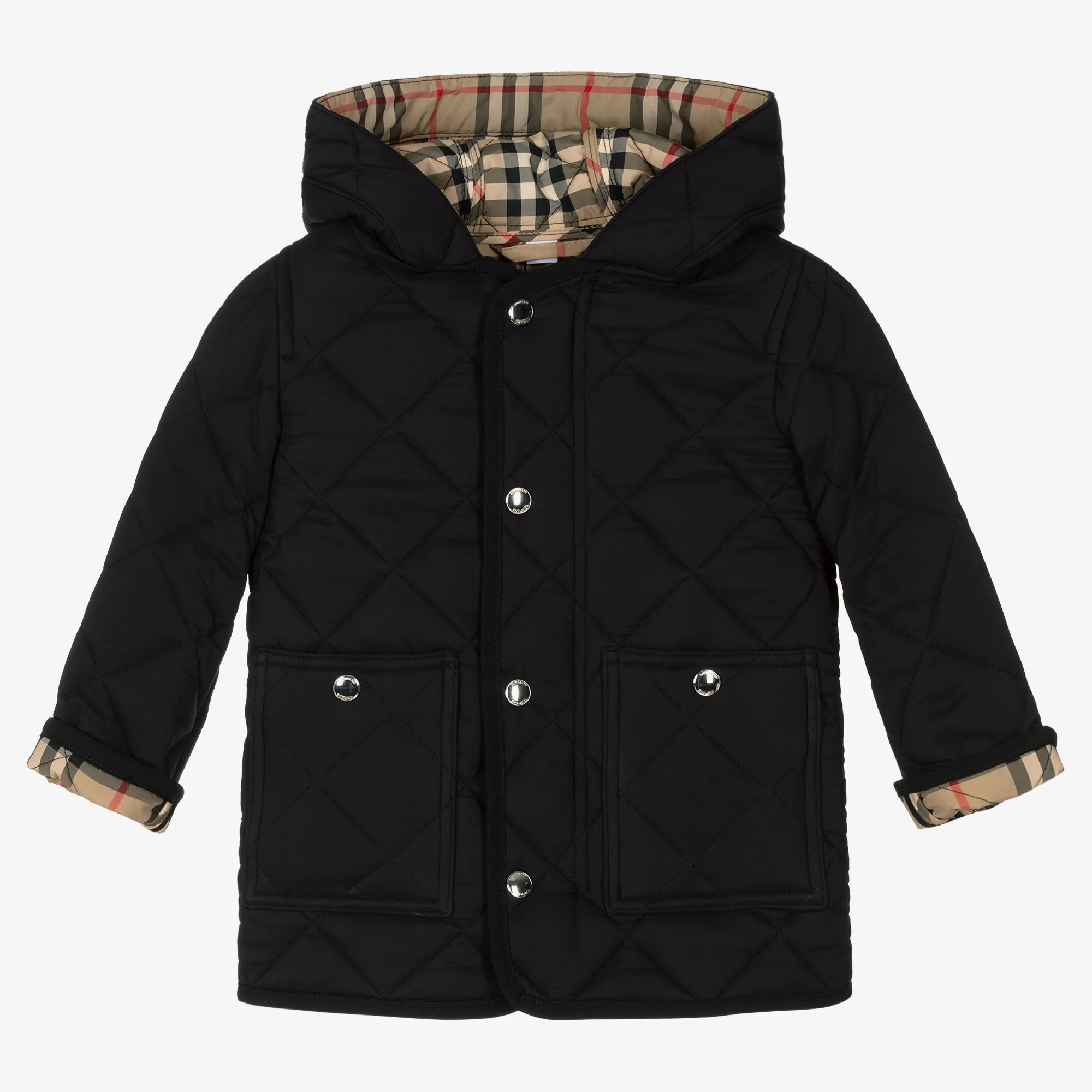 Black Quilted Vintage Check Baby Coat