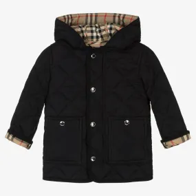 Black Quilted Vintage Check Baby Coat