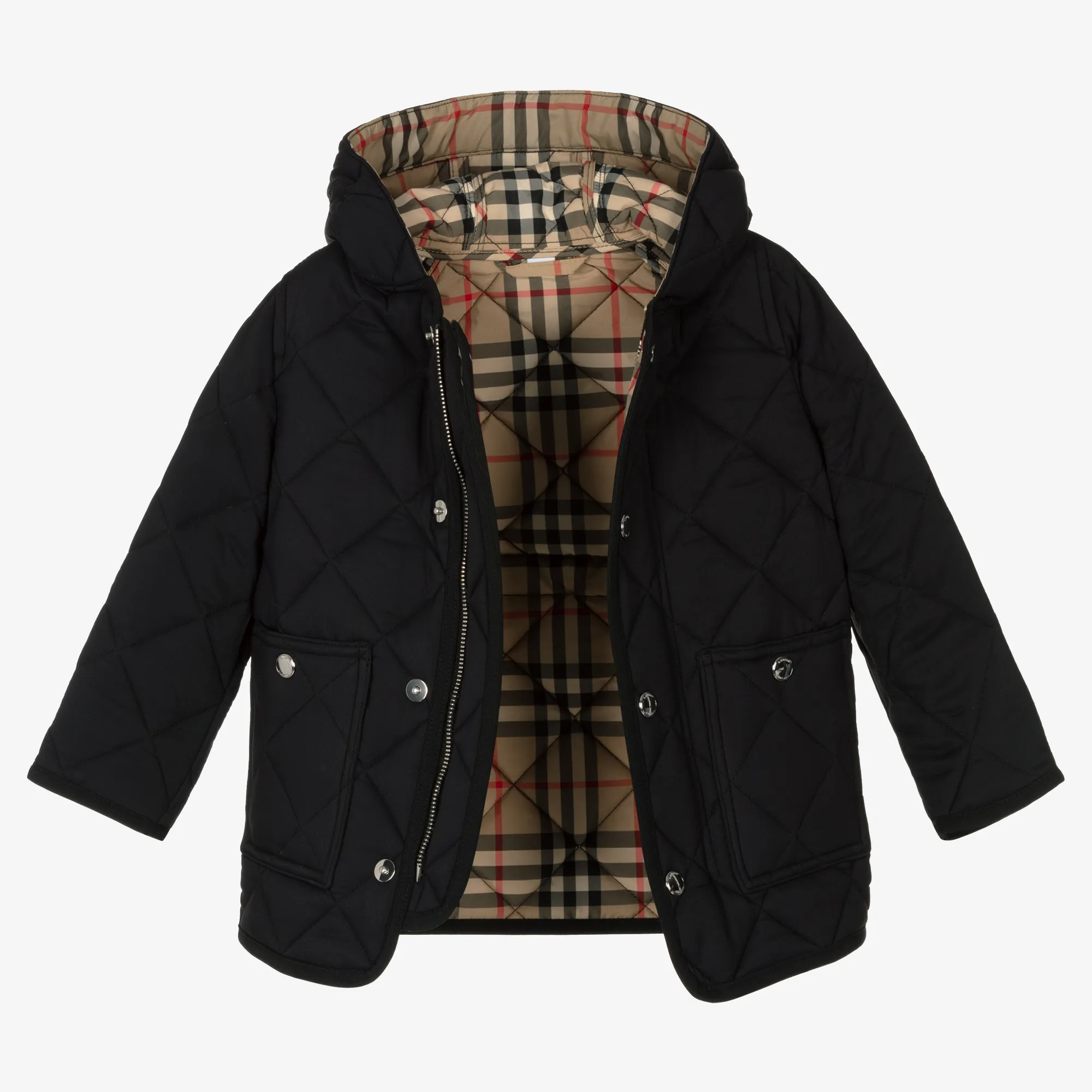 Black Quilted Vintage Check Baby Coat