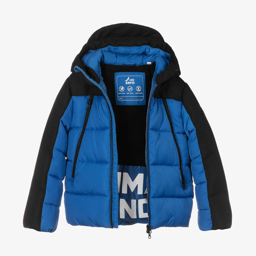 Blue & Black Hooded Padded Coat