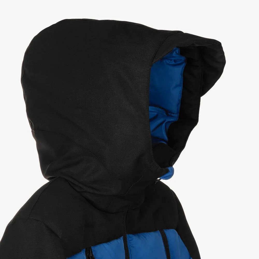 Blue & Black Hooded Padded Coat