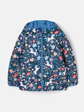 Blue Printed Reversible Showerproof Coat