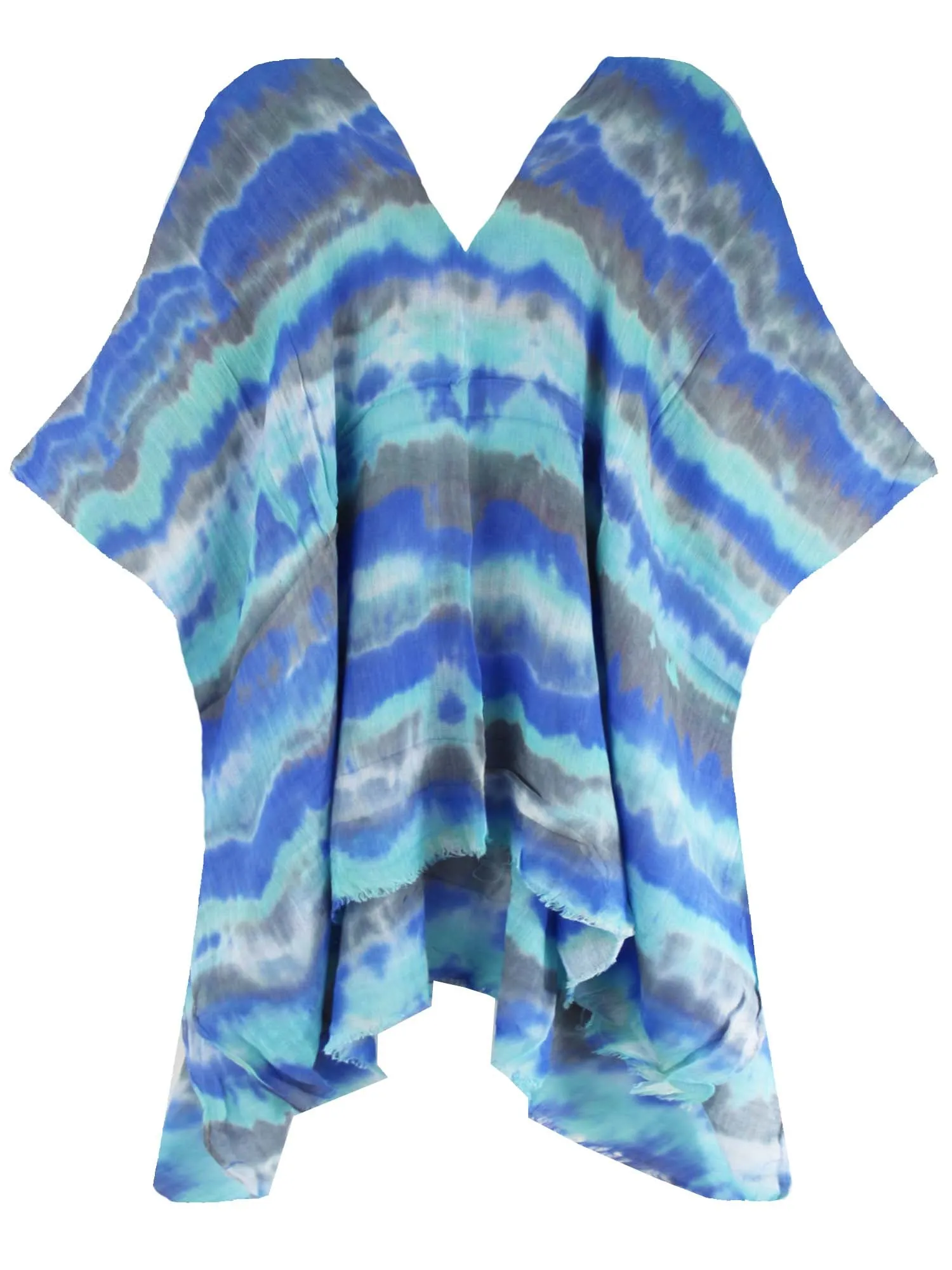 Blue Tie Dye Lightweight Poncho Beach Cover Up