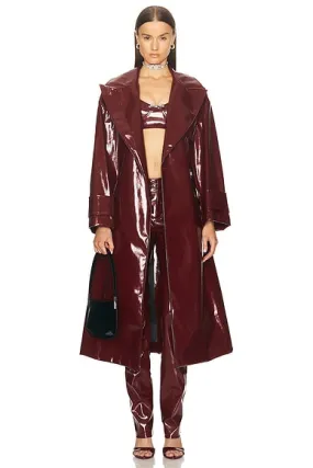 Blumarine Faux Patent Leather Trench Coat 
        