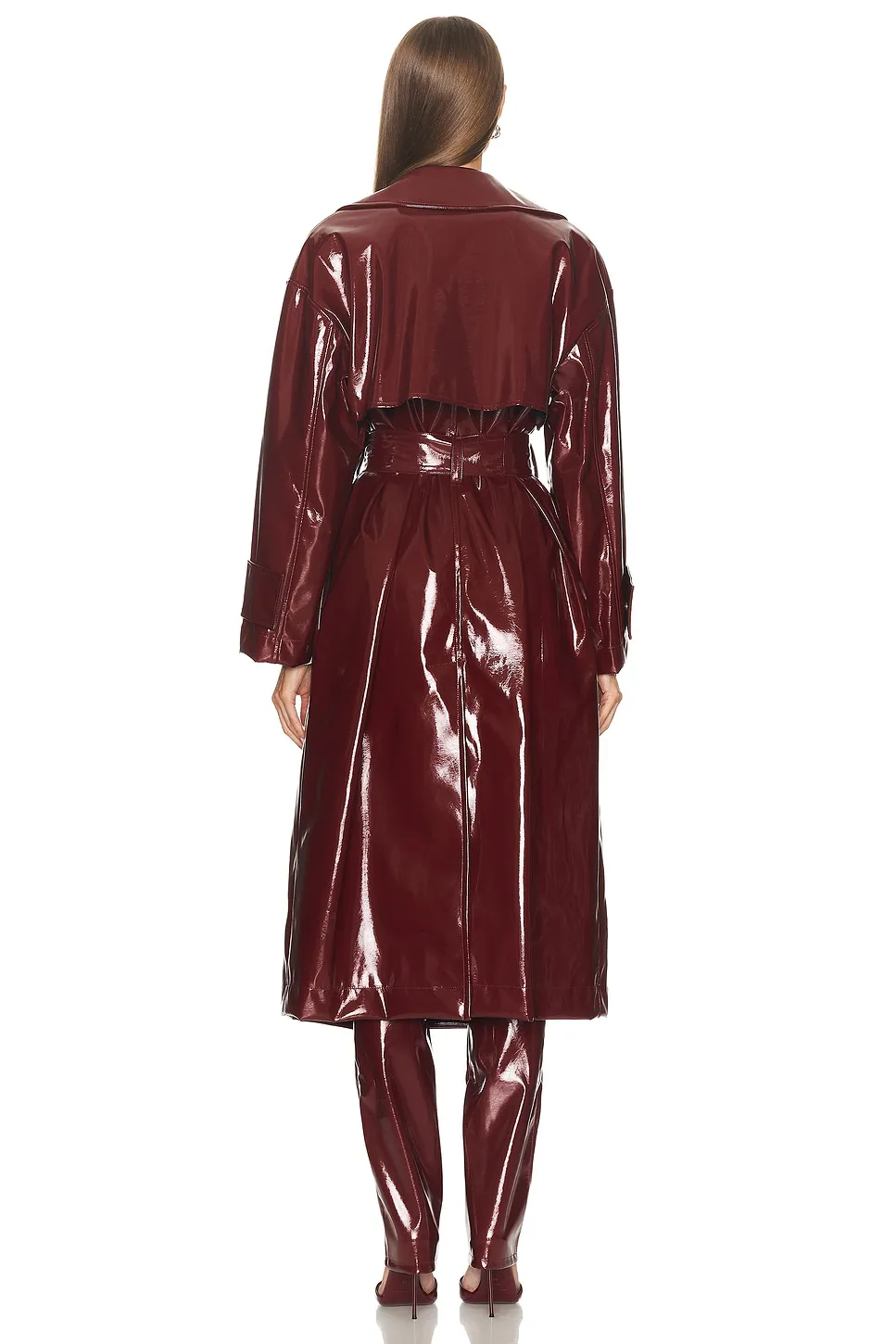 Blumarine Faux Patent Leather Trench Coat 
        