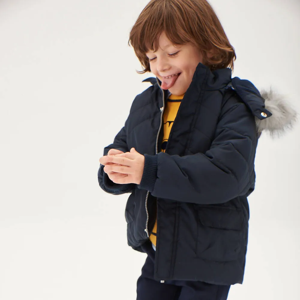 Boys Navy Blue Hooded Coat