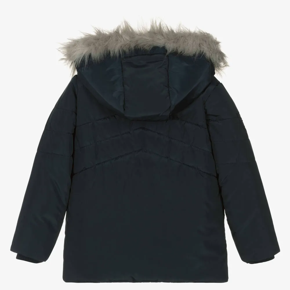 Boys Navy Blue Hooded Coat