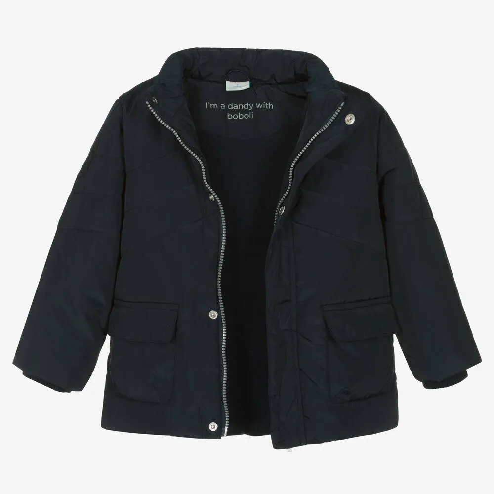 Boys Navy Blue Hooded Coat