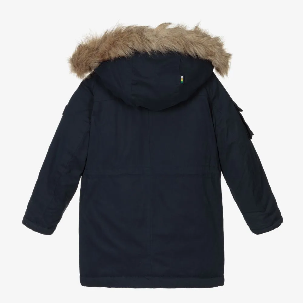 Boys Navy Blue Parka Coat