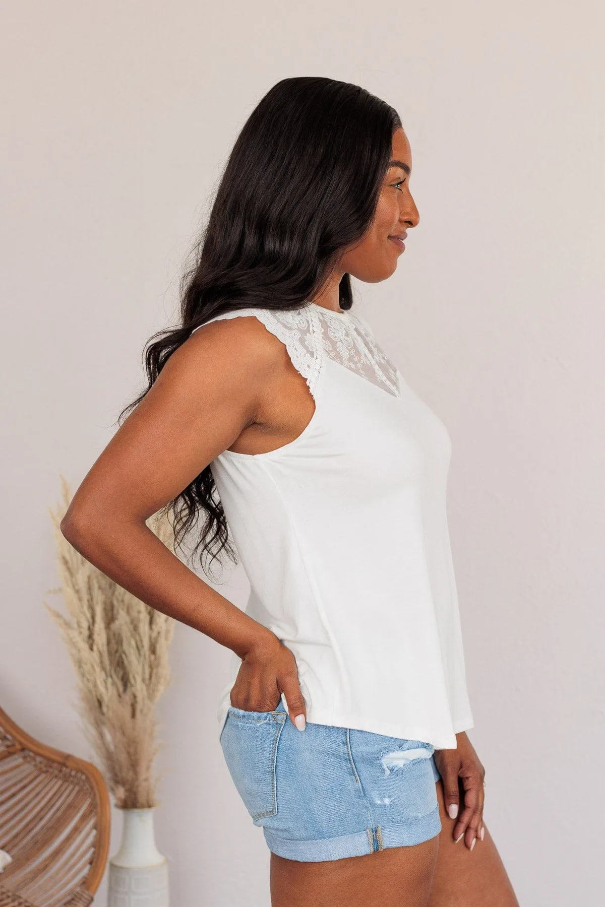 Can't Ignore You Lace Top- Ivory