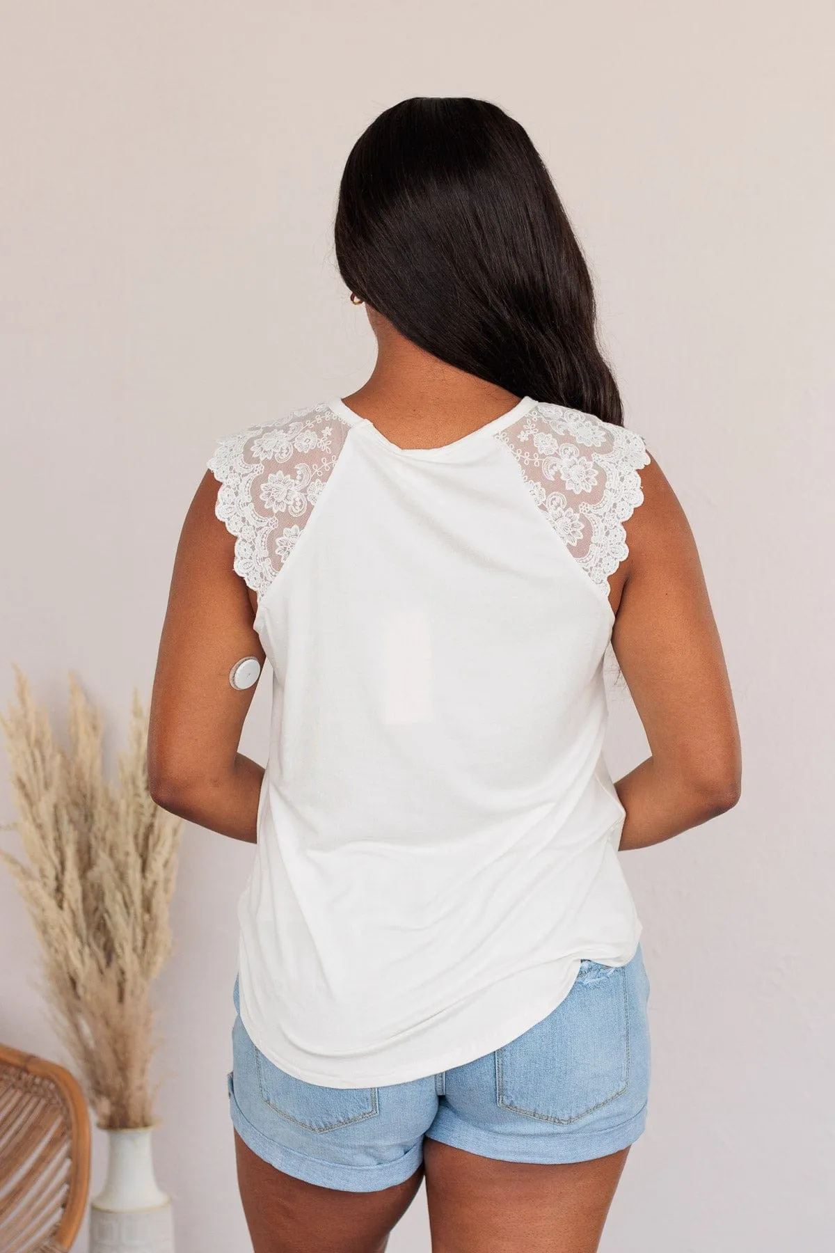 Can't Ignore You Lace Top- Ivory