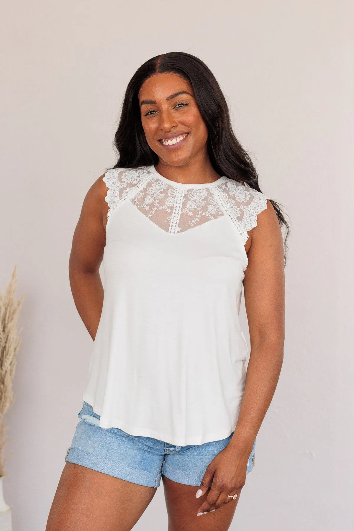 Can't Ignore You Lace Top- Ivory