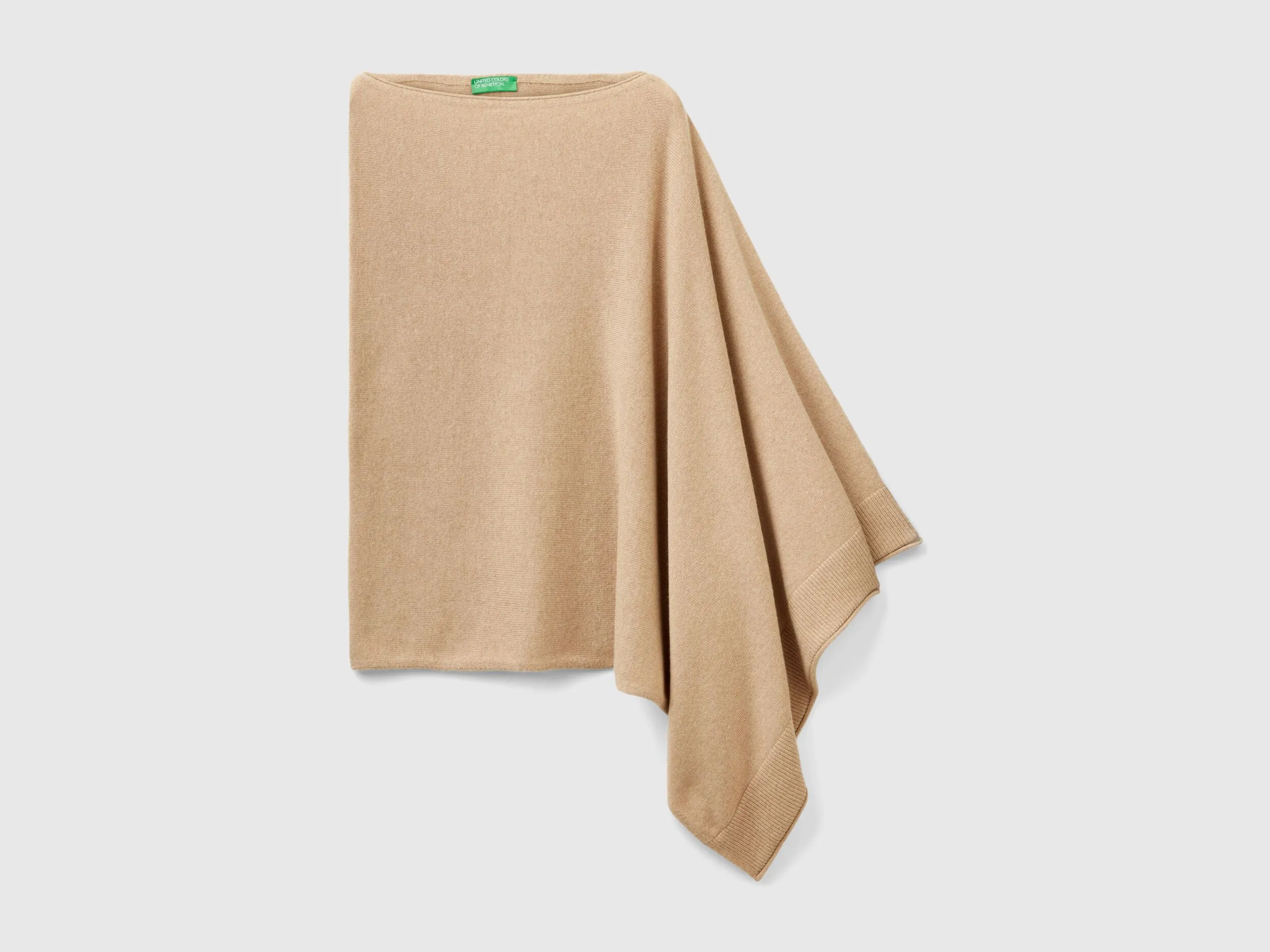 Cashmere blend poncho - Beige | Benetton