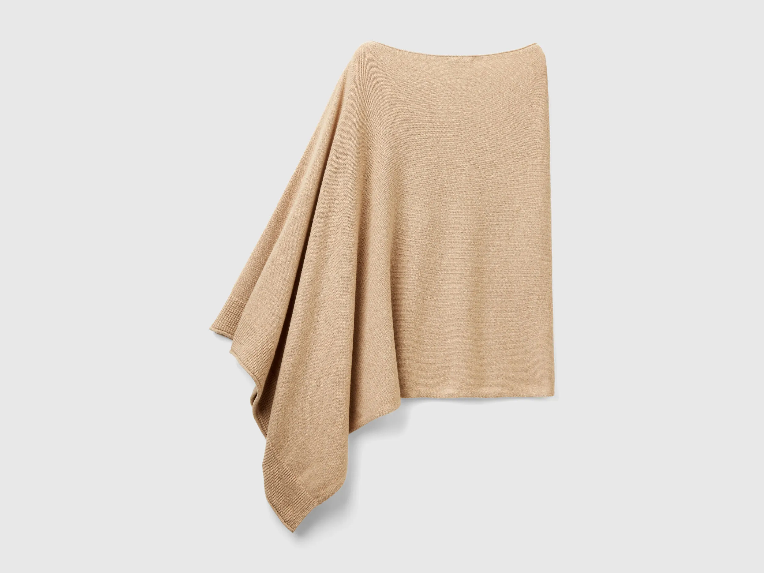 Cashmere blend poncho - Beige | Benetton