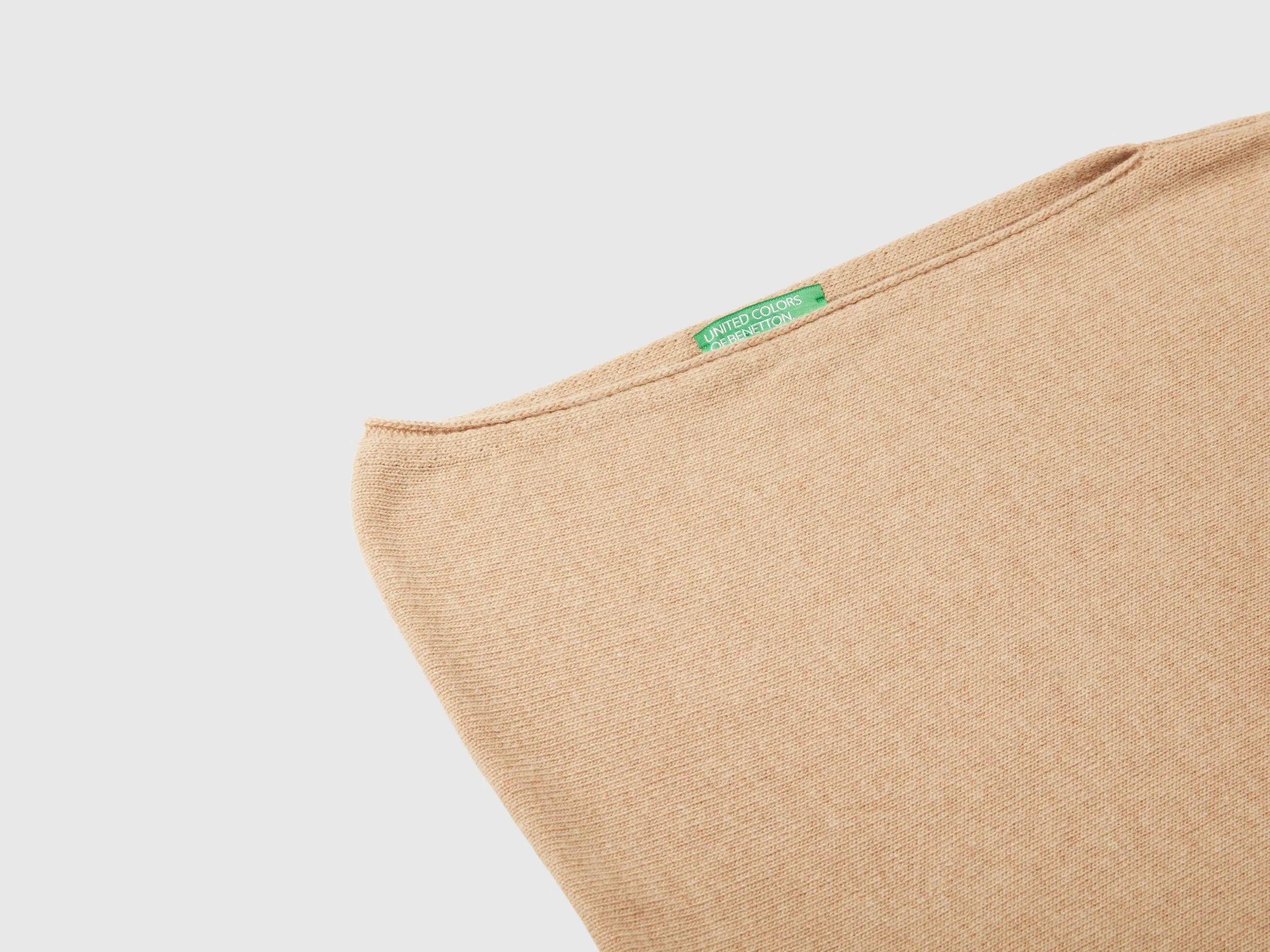 Cashmere blend poncho - Beige | Benetton