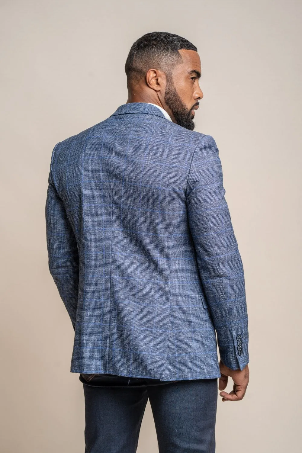 Cavani Phantom Blue Check Slim Fit Blazer