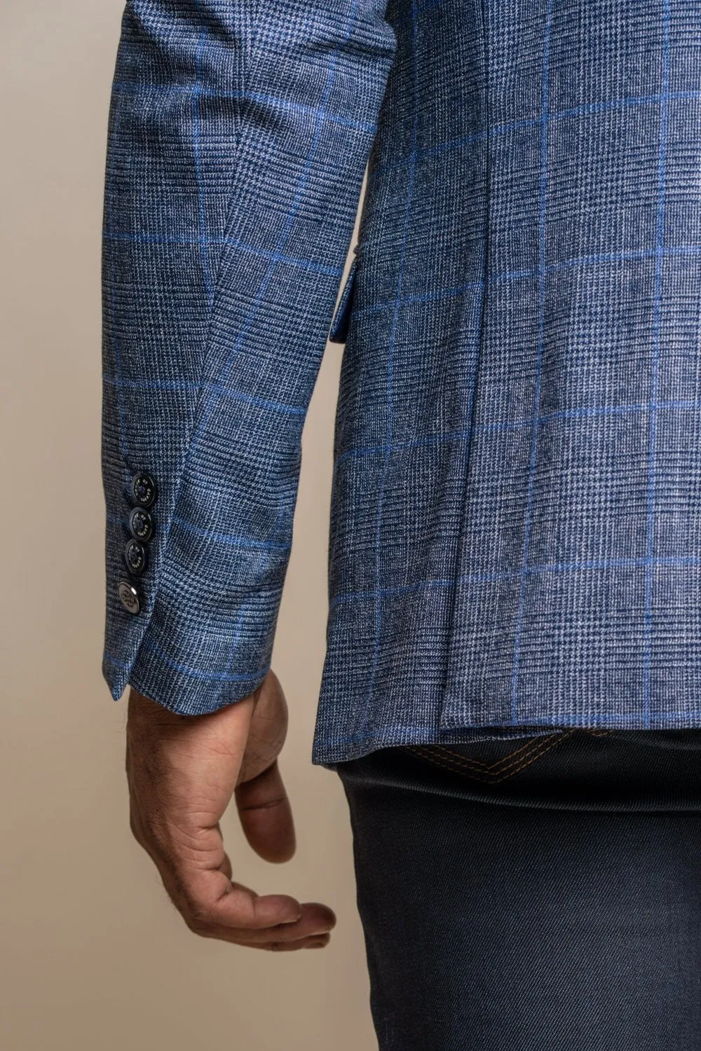 Cavani Phantom Blue Check Slim Fit Blazer