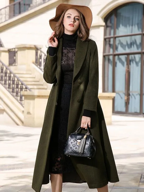 Coat For Woman Turndown Collar Vintage A-Line Winter Woolen Coat 2024