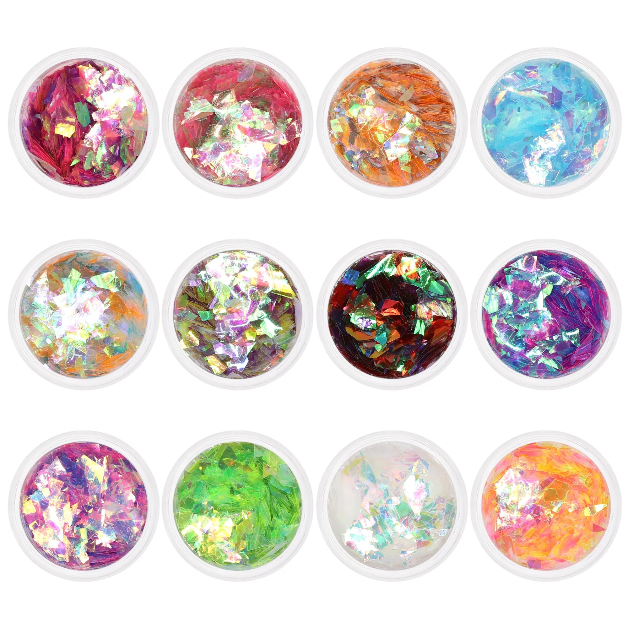 Colorful Mylar Glitter Flakes Set / 12 Jars