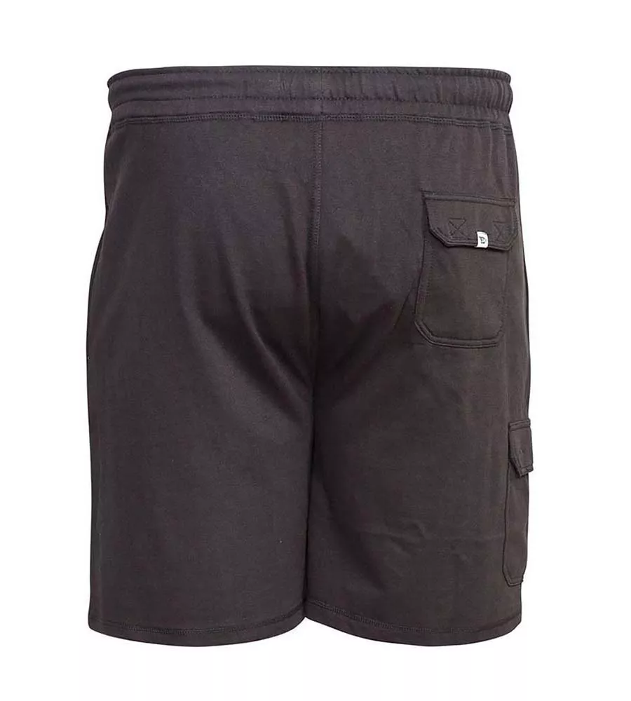 D555 Big Mens Black Lightweight Fleece Cotton Cargo Shorts (JOHN BLACK)