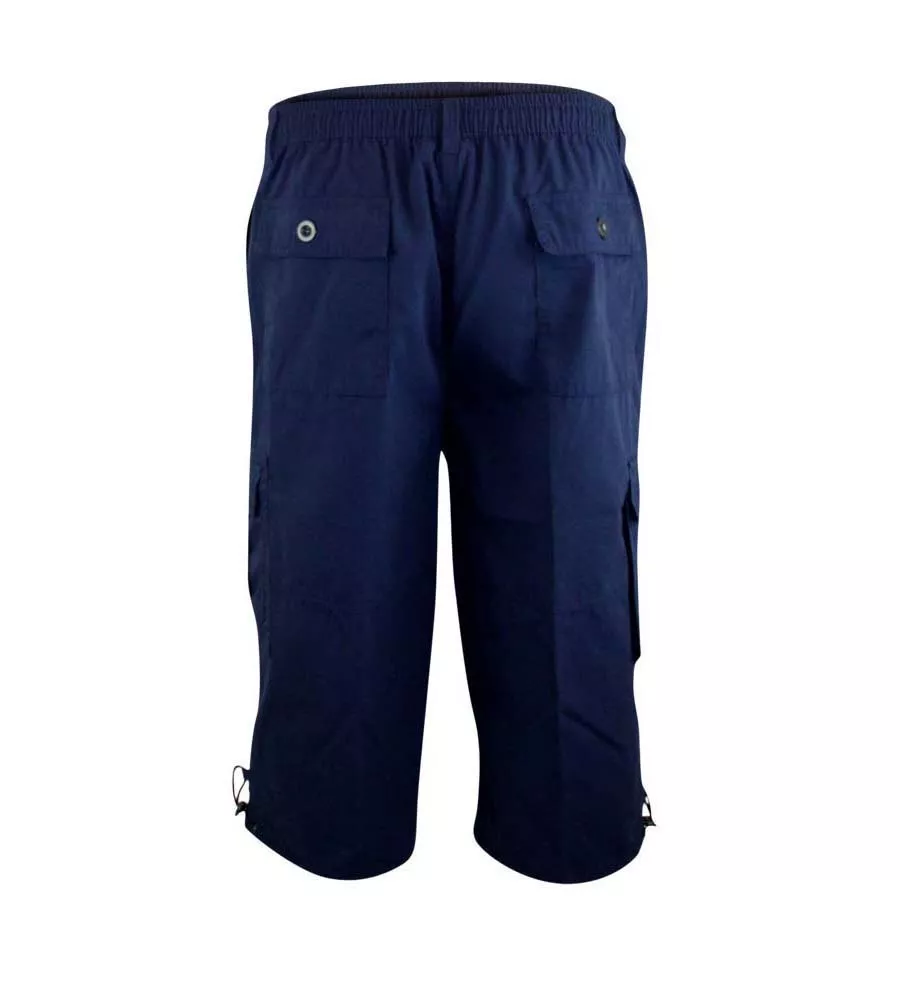 D555 Big Mens Navy Cargo Capri Pant With Leg Pockets (MASON NAVY)