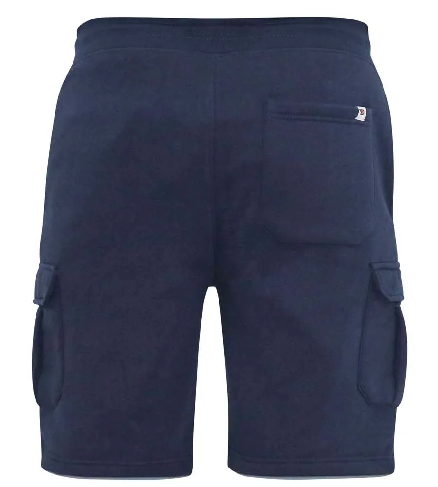 D555 Big Mens Navy Fleece Cargo Shorts With Elasticated Waist (CYRUS 1)