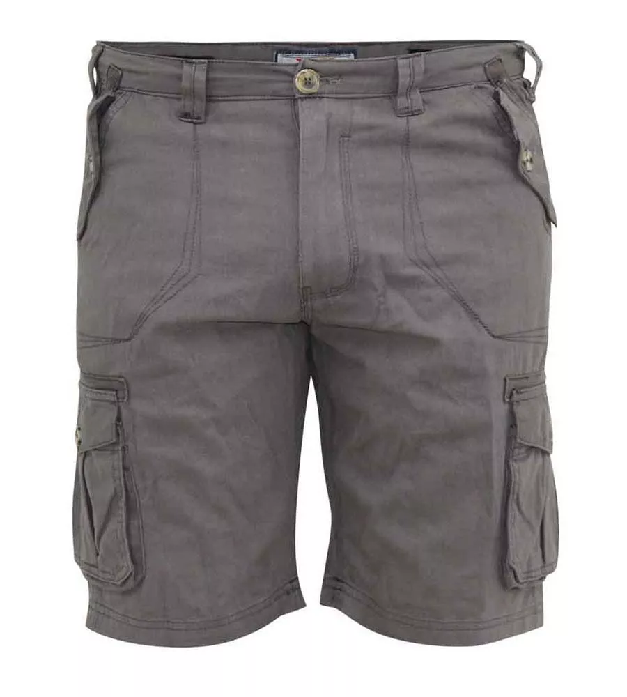 D555 Mens Grey Cotton Cargo Shorts (MELTON)