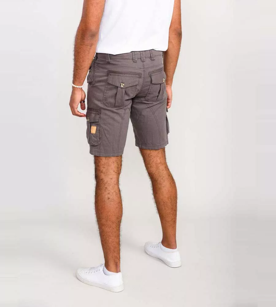 D555 Mens Grey Cotton Cargo Shorts (MELTON)