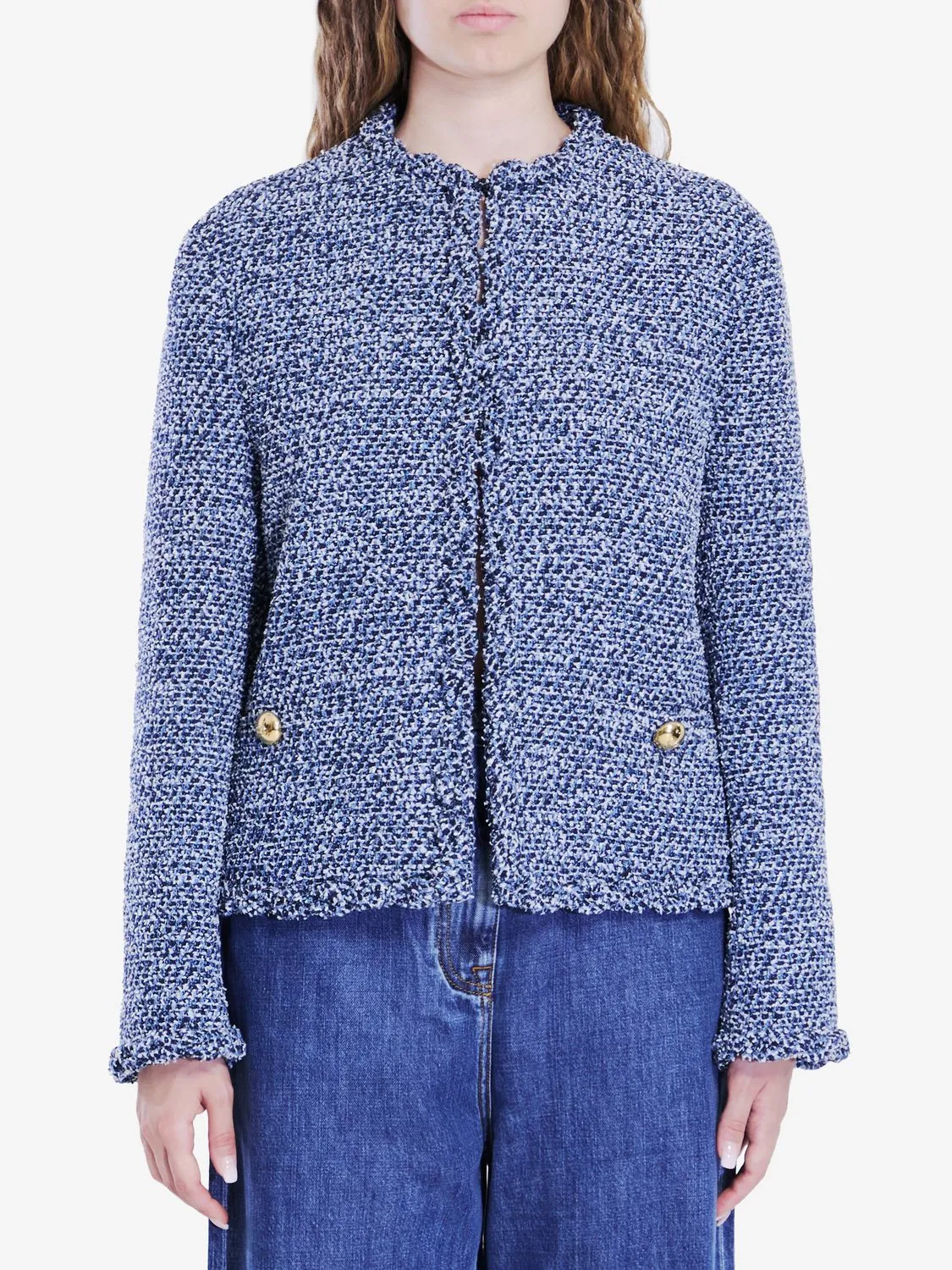 DENIM TEXTURED TWEED JACKET