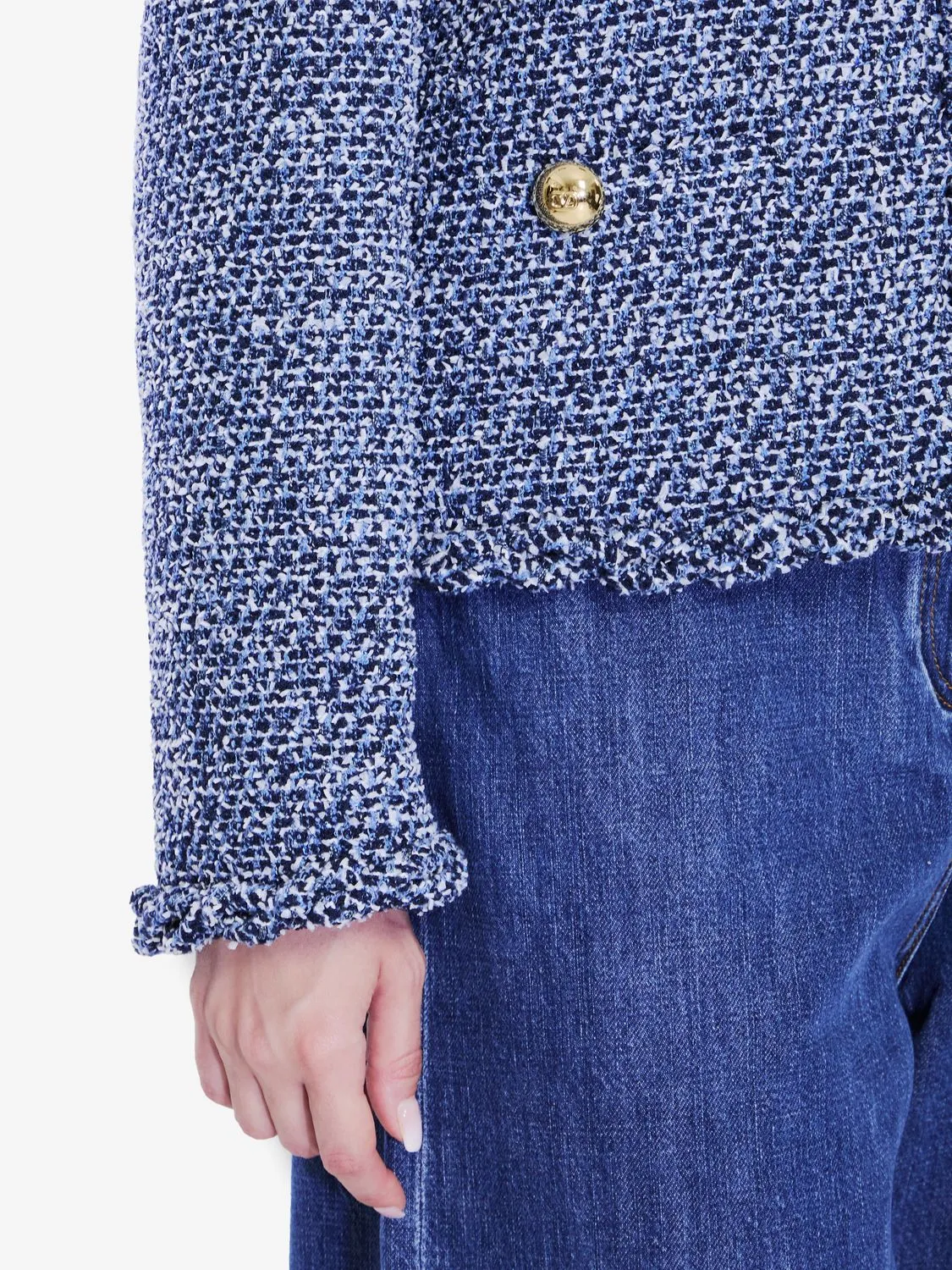 DENIM TEXTURED TWEED JACKET