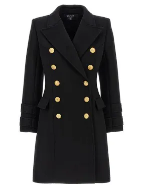 Double Breasted Logo Button Coat