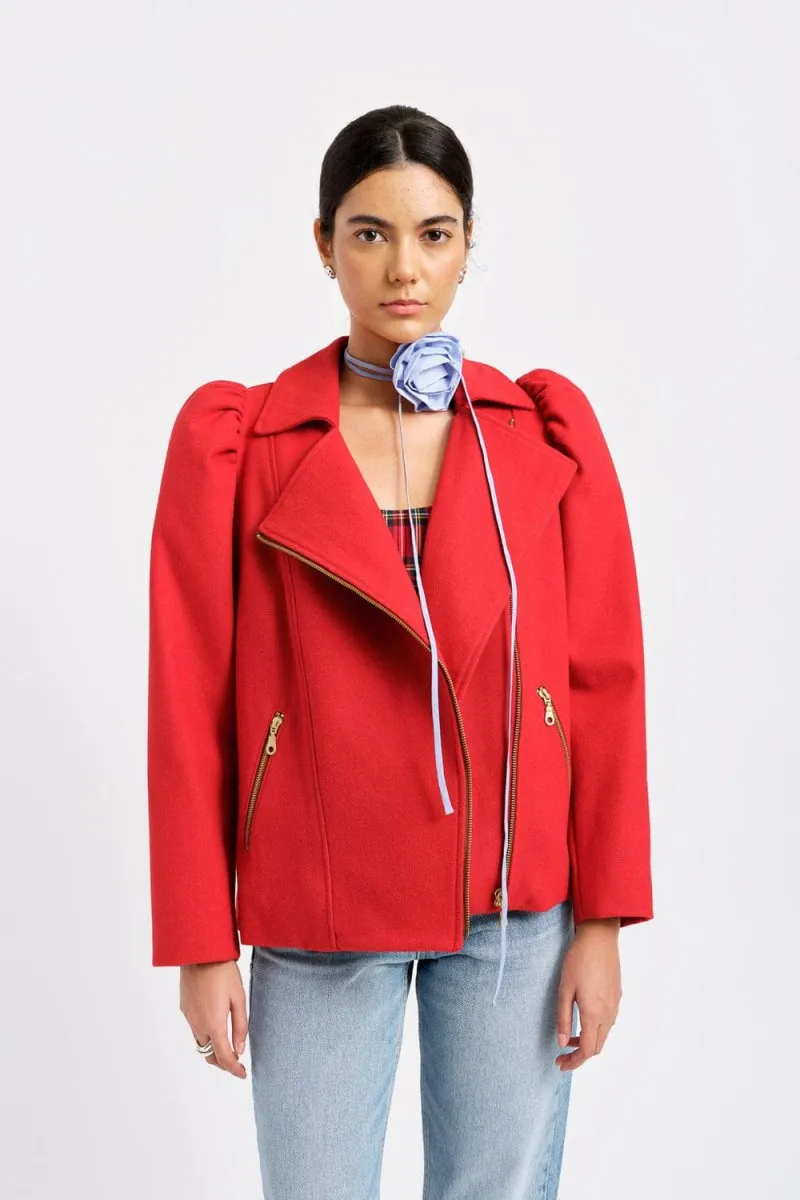 Eliza Faulkner Valentine Moto Coat - Red (Online Exclusive)