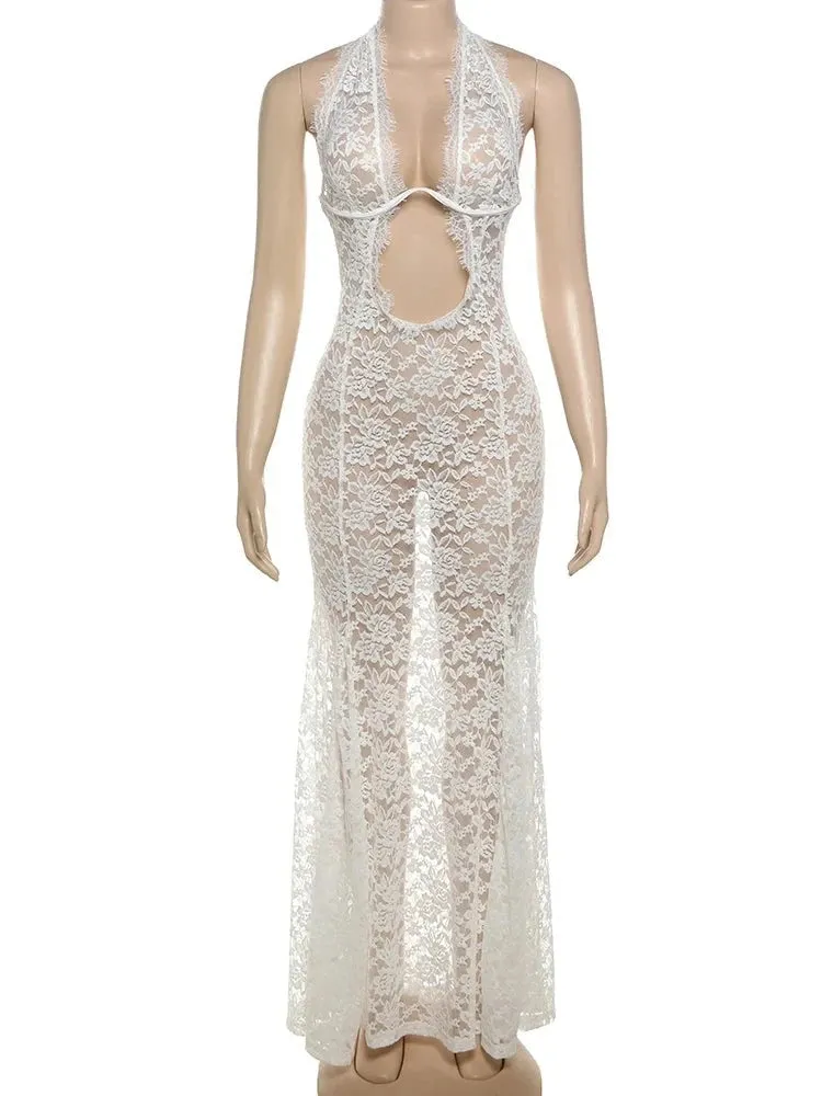 Ella Lace Halter Maxi